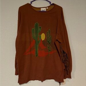 Desert Scene Brown Sweater